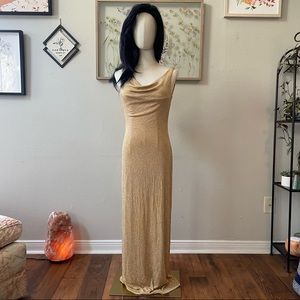 Gold Sparkly Sheath Evening Gown